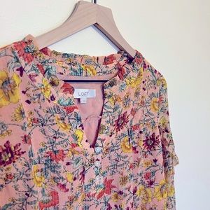 Loft Pink Floral Blouse